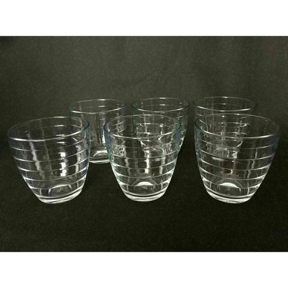 Set 6 Embossed Line Ring Double Old Fashioned Whiskey Juice Drinking Glass 12 oz - Picture 6 of 6